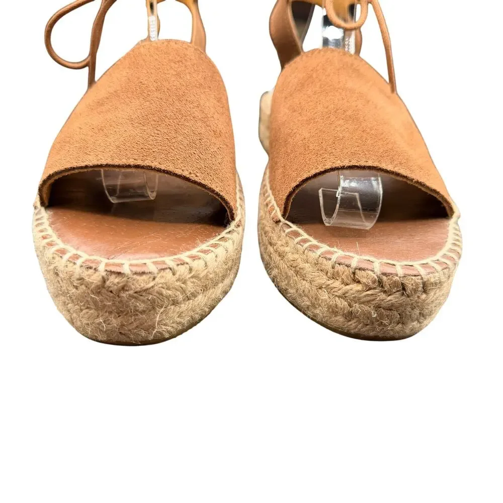 Andre Assous Espadrille Sandals Brown Suede Lace Up EU 39 US 8.5-9